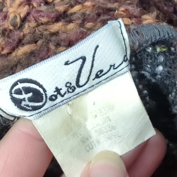 Dots & Vera Sweater Womens Medium Art-to-Wear Patchwork Brown Lagenlook Artsy - Picture 6 of 7